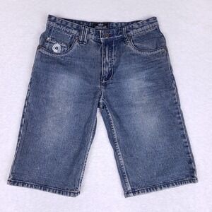 Akademiks Denim Shorts Youth 14 Blue Baggy Jean Shorts Urban Hip Hop Streetwear